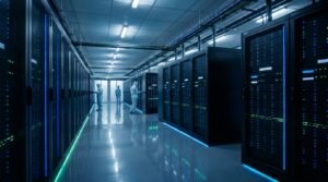High-tech server room ensuring 99.9% uptime for an IPTV wholesale provider.