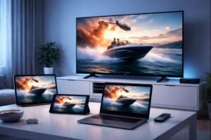 Unlimited IPTV subscriptions delivering seamless multi-device streaming across smart TVs, mobile phones, tablets, and laptops.