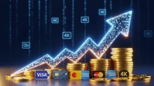 Graphic representing financial growth and high profit margins when choosing the best IPTV reseller offer.