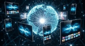 A conceptual image showing the global reach and automated connectivity of a premium IPTV reseller network.