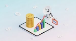 3D illustration representing high profit margins and revenue growth for IPTV resellers.